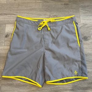Penguin Men’s Swim Trunks - Grey/Yellow